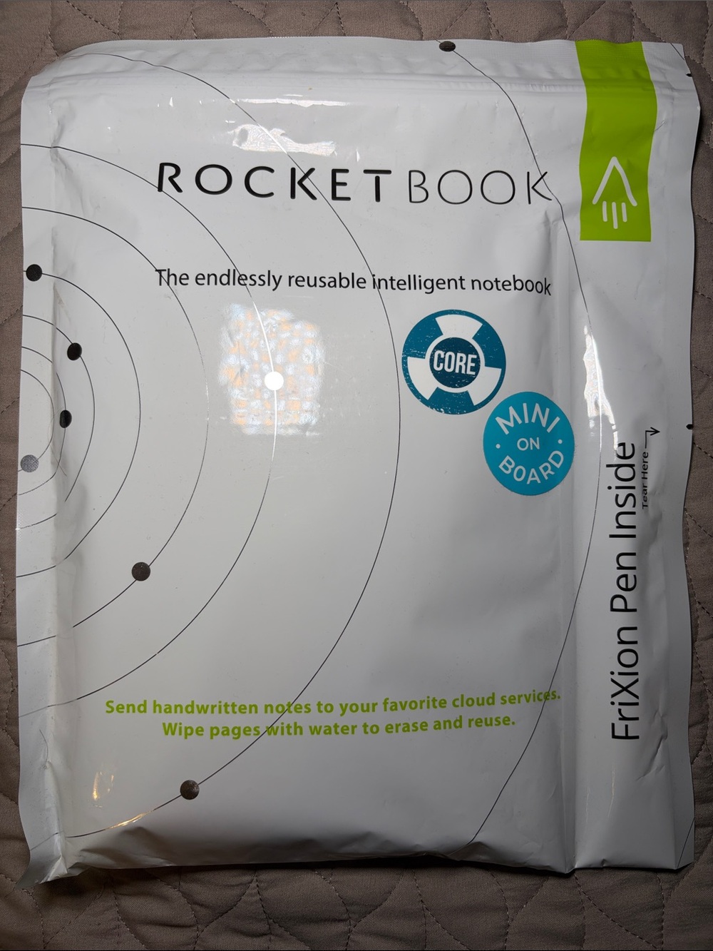 Rocketbook Core Mini Reusable Notebook - White with Green Accents